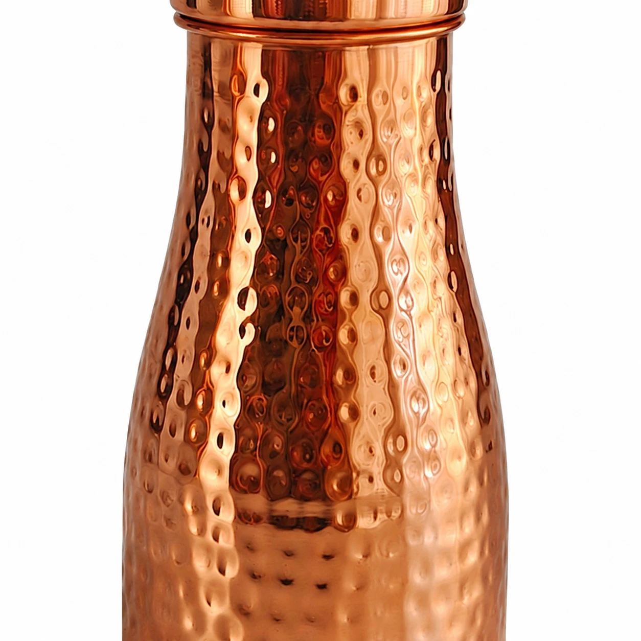 Close view of hammered copper texture