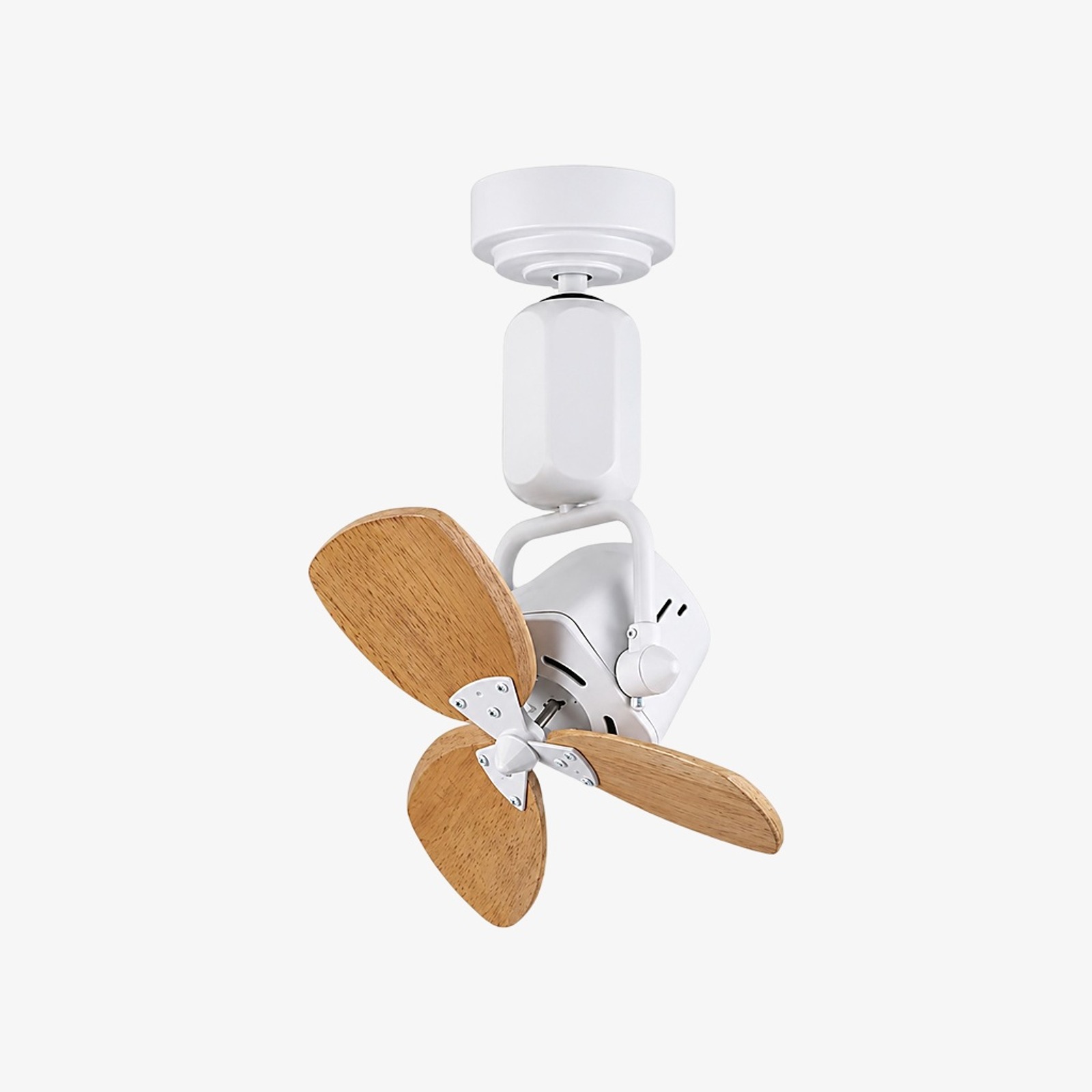 White compact fan with light wood grain blades style