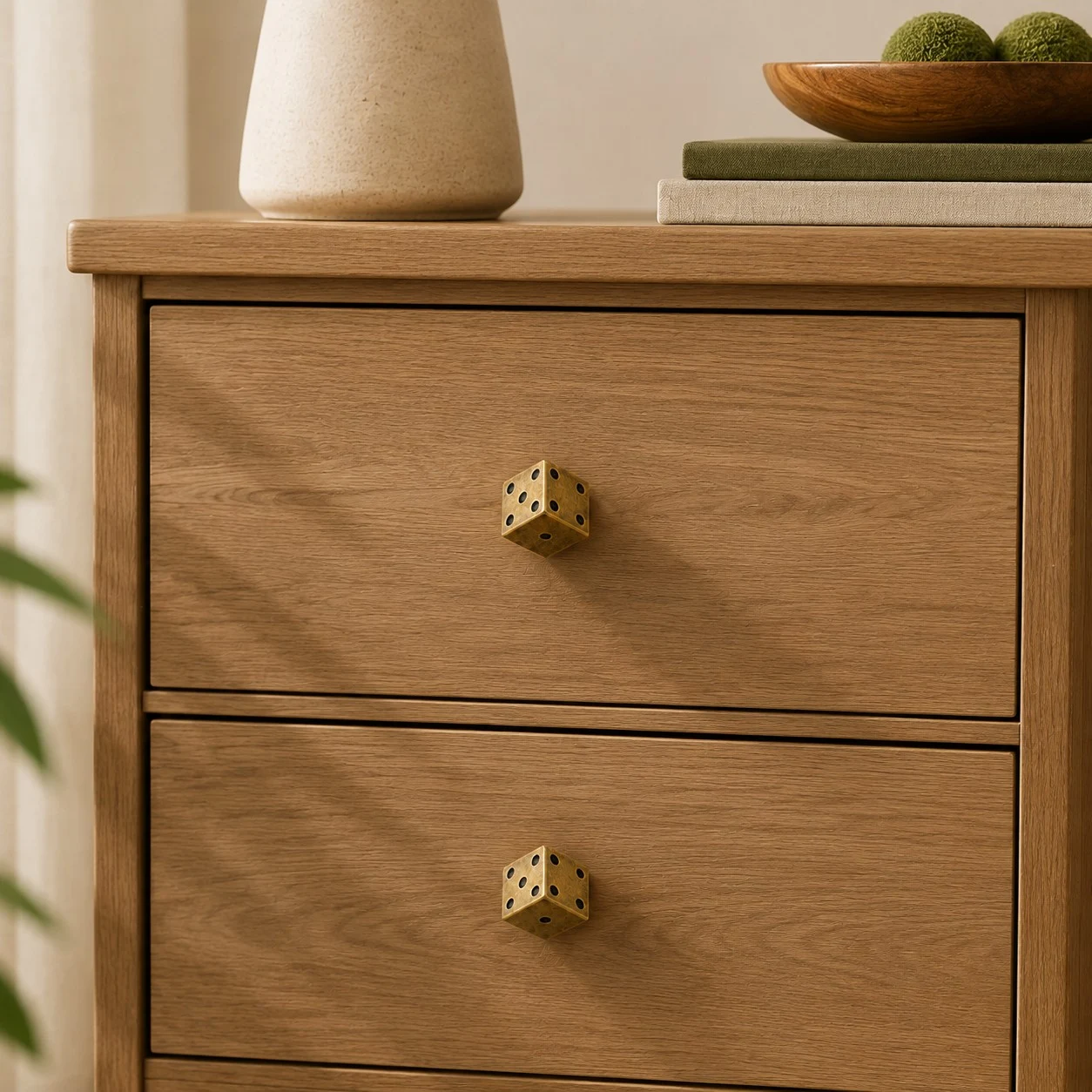 dice knob natural wood cabinet